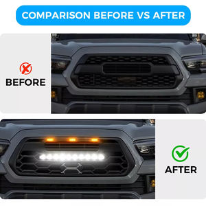 Front Grill Replacement For 2016-2023 Tacoma ABS Grille with 3 LED Lights &amp; Sensor Cover &amp; Light <strong>Bar</strong> Matte Black - Product Image 6