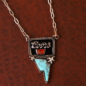 Collana in Stile Occidentale per Donna <span class=keywords><strong>e</strong></span> Uomo, Collane Rosse con Pendenti Geometrici a Fulmine <span class=keywords><strong>e</strong></span> Goccia d'Acqua, Turchese <span class=keywords><strong>e</strong></span> Rosso - Product Image 4