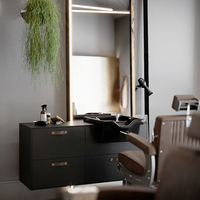Meubles de salon de coiffure personnalisables, modernes et professionnels avec éclairage LED pour l'aménagement intérieur des salons de coiffure