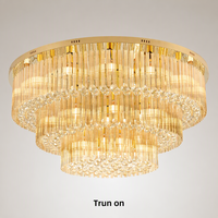 Lustre moderne à LED en cristal rond à plusieurs niveaux pour salon, hôtel, chambre à coucher, villa, décoration intérieure, éclairage