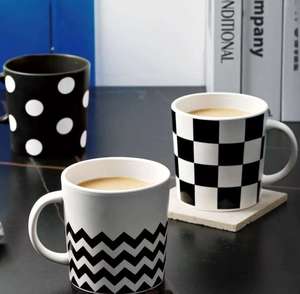New Design Good Quality American Style Vintage Ceramic Mug 300ml Black <b>White</b> Pattern Food Safe Reusable Business <b>Gifts</b> - Product Image 2