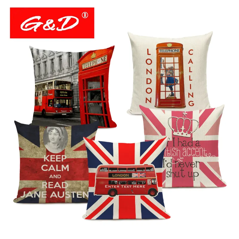 G & D Nordic Decoratie Thuis Katoen Linnen Kussen Cover Londen Engeland Auto Bed Kussenhoezen