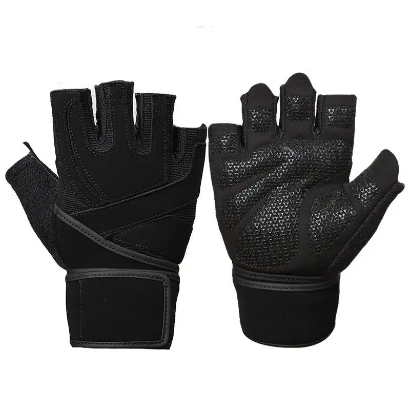 Workout Fitness Training Weight Lifting Half Finger Gym Hand Grip Protection Leather Gloves