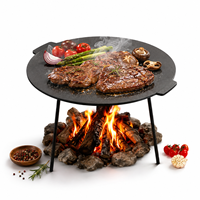 Plaque de cuisson en fonte pour l'extérieur avec pieds pliables, poêle à griller portable pour le camping, pour les grillades, les crêpes et la cuisine en plein air