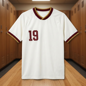 Women's <b>White</b> Baseball Jersey With Maroon Number 19 Short Sleeve Breathable Cotton Team Apparel Summer Style - Product Image 1