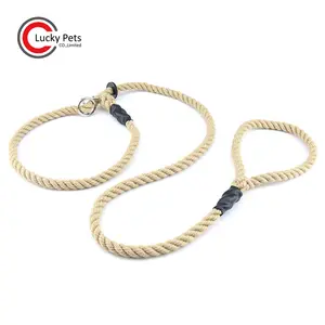 Adjustable slip pet collar traction rope dog leash cotton