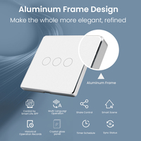 Smartdust Tuya Zigbee Smart Switch Cadre en aluminium argenté EU Fil neutre requis Light Touch Compatible Alexa Google Home 10A
