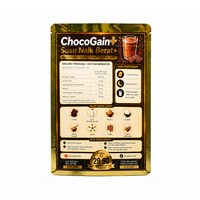 Pochette verticale personnalisée haut de gamme à effet doré brillant et texture métallique avec fermeture éclair pour emballage alimentaire de poudre de chocolat