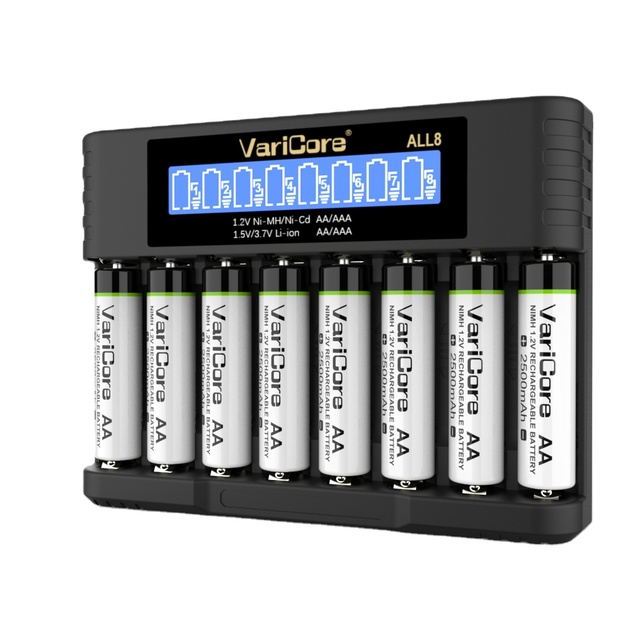 VariCore ALL8 USB Type-C Battery Charger for 1.2V Ni-MH AA/AAA 1.5V Li Ion AA/AAA 3.7V Li Ion14500/10440
