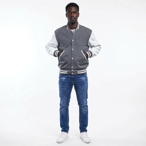 Veste universitaire pour homme à manches longues, personnalisée, avec col montant et logo frontal, 100% coton respirant, veste d'hiver - Product Image 1