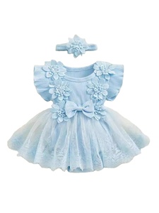 Großhandel Neugeborene Sommer Blumen mädchen niedlichen weißen Bodysuit Sweet <span class=keywords><strong>Romper</strong></span> Kleider 0-12 Monate Baby Mädchen Kleidung Designs - Product Image 2