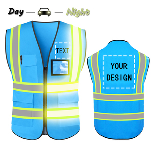 Hi khả năng hiển thị màu xanh phản quang an toàn vest biểu tượng tùy chỉnh - Product Image 1