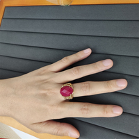 Nouveautés : Bagues Rétro pour Femme en Agate Verte, Quartz Fraise, Améthyste, Pierre de Soleil Naturelle, Bague Manchette Ovale à Gemmes Facettées