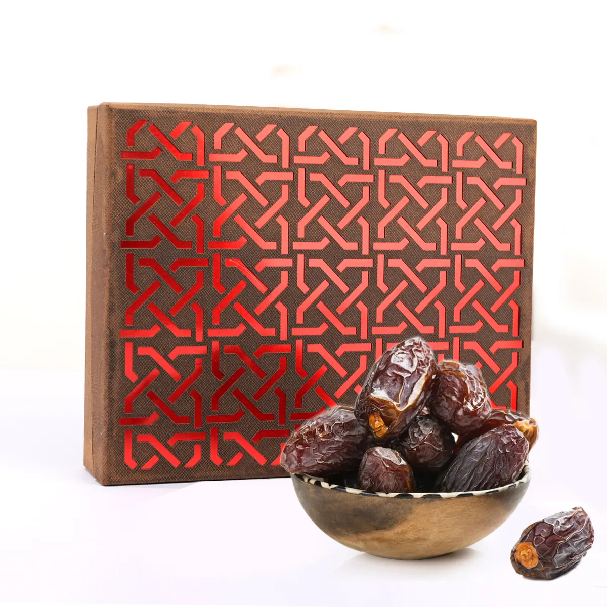 New design new concept Red packaging gift box for food nuts date coconut chocolate candy packaging