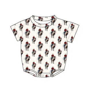 Sommerlicher Karierter Monster-Truck Bambus-Baby-Strampler für Jungen und Mädchen Kurzarm Western-Stil Übergroßer Bubble-Romper für Kleinkinder - Product Image 5