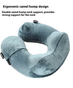 وسادة سفر محمولة قابلة للنفخ على شكل حرف U لقطارات السكك الحديدية فائقة السرعة والطائرات، متوفرة للمساعدة على النوم في مقاعد القطار الصلبة للرحلات الطويلة - Product Image 2