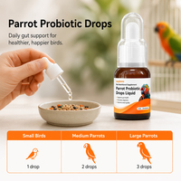 Gouttes probiotiques Waylemo pour perroquets, compléments liquides pour oiseaux pour la santé intestinale, la digestion et la qualité des excréments, 30 ml