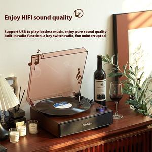 Trực tuyến Hot Bán Stereo Vinyl Máy nghe nhạc ghi âm bàn xoay Máy quay đĩa với built-in cho Bluetooth <span class=keywords><strong>Audio</strong></span> & <span class=keywords><strong>video</strong></span> phụ kiện - Product Image 2