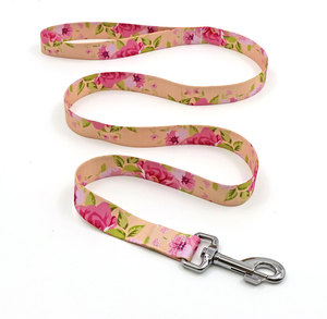 Floral Dog <b>Collar</b> and Leash Set Adjustable Buckle for Small Dogs Cute Pattern Textile Material - Product Image 2