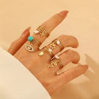 Perhiasan Fashion wanita cincin liontin mata berlian imitasi kristal zirkon mutiara tembaga emas cincin cangkang ular bintang laut terinspirasi kuningan