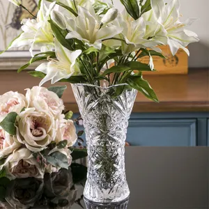 Nordische transparente Vintage runde kleine klare Glasvase für Blumen Home Deco Hochzeits set Home Decoration Vase Luxus