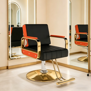 Chaise de barbier de salon avec structure métallique et rembourrage en cuir, pompe hydraulique professionnelle pour équipement de salon de beauté - Product Image 3