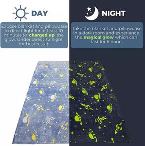 Custom Astronaut Print Mantas Luminoso Soft and Warm Kids Glowin the Dark Luminous Flannel Fleece Blanket - Product Image 4