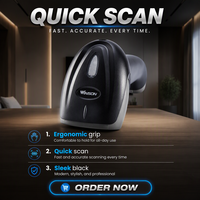 Pemindai Barcode CMOS 2D RS232 Berkinerja Tinggi Harga Terjangkau, Pistol Pemindai Barcode Genggam