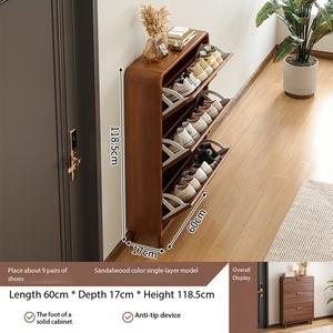 <span class=keywords><strong>Zapatero</strong></span> de Madera Ultrafino Abatible de 17 cm, Diseño Delgado para Apartamentos Pequeños, Sala de Estar, Hotel, Gimnasio, Espacios Estrechos de Entrada - Product Image 5