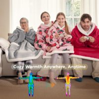 Vente en gros Couverture portable à capuche Sherpa Couverture à capuche comme cadeau pour maman Femmes Petite amie Enfants Couverture sweat confortable
