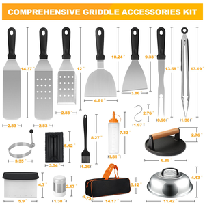 Griddle Accessories Metal Griddle Scraper BBQ Grill Spatulas with <b>Squeeze</b> <b>Bottles</b> for Teppanyaki Flat Top BBQ Indoor & Outdoor - Product Image 2