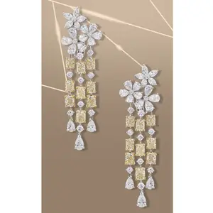 Luxury Statement Jewelry Crystal Diamond Drop Earrings Women Big Statement Earrings Bling Wedding Bridal Earrings