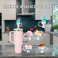 Capuchons de paille réutilisables en silicone (lot de 4) pour gobelets et tasses à boire, compatibles avec les pailles.