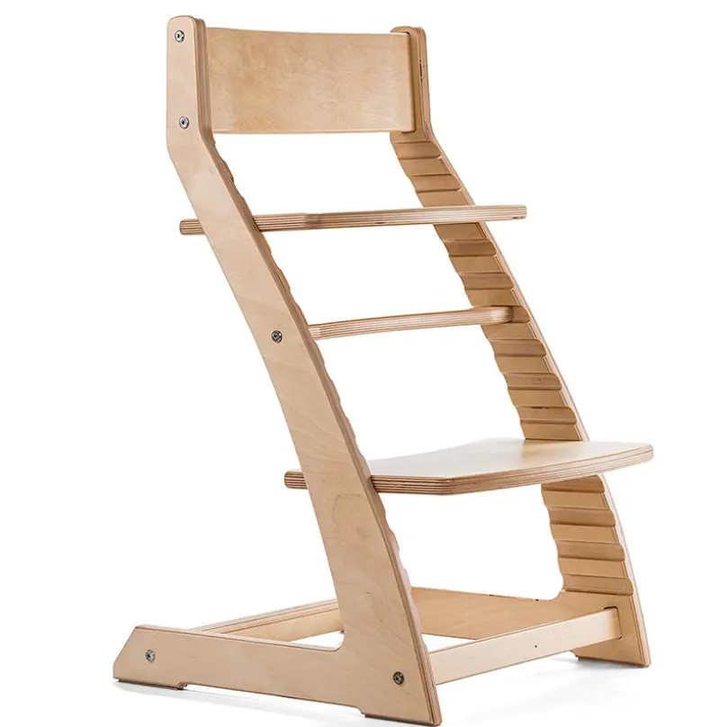 Silla alta Fácil de limpiar Silla de comedor Bambú Ajustable Madera Natural para bebés Niños pequeños y niños a partir de 36 meses Moderno 100PCs