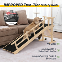 Rampe pour chien d'intérieur réglable en hauteur, échelle d'escalade en bois pour animaux de compagnie avec barrières de sécurité et plateforme de transition PTH-15 Cao County