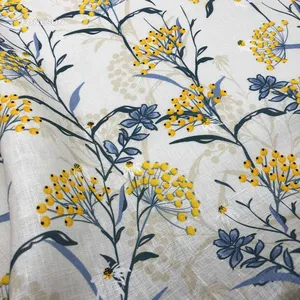 Fabric Custom Digital Printed Floral Satin Fabric Linen Fabric For Shirt Opp Bag Woven Plain Sustainable Accept Custom Designs