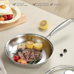 Meilleures ventes Poêle à frire en acier inoxydable neutre sans revêtement antiadhésive pour cuisinières à induction au gaz Design moderne pour la cuisine domestique - Product Image 4