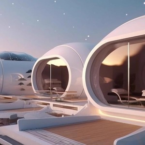 Casa Contenedor Redonda Moderna para Alojamiento al Aire Libre en Hoteles con Terraza de Madera y Puerta de Vidrio - Product Image 3