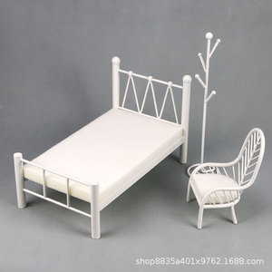 Set di bambole BJD Blythe Little Cloth in scala 1/6, letto <span class=keywords><strong>singolo</strong></span>, letto matrimoniale, poltrona, appendiabiti da terra - Product Image 5