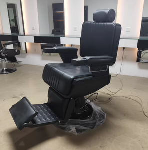 Chaise de Coiffure Professionnelle de Luxe Noir et Or Vintage avec Pompe Hydraulique Robuste et Inclinable – Offre Spéciale - Product Image 5