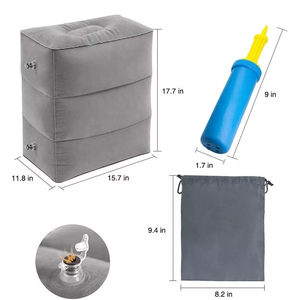 Sandaran Kaki Perjalanan Tiup, Bantal Kaki Portabel untuk Balita Anak-anak dan Orang Dewasa, Tempat Tidur Pesawat Udara Cepat Dapat Disesuaikan - Product Image 1
