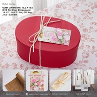 Caja de Regalo Ovalada Roja Vibrante de Lujo, con Logotipo Personalizado, Tejida a Mano, con Base y Tapa de Papel Kraft, para Empaque Navideño de Boutique