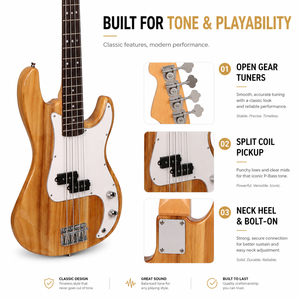 Swift Horse <span class=keywords><strong>Basse</strong></span> électrique style classique 4 cordes Corps en peuplier et manche en érable <span class=keywords><strong>Basse</strong></span> professionnelle pour débutants pour la vente en gros et l'OEM - Product Image 4