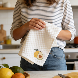 Wholesale Custom Logo Free Design Home Use Printed Fruits <b>Quick</b>-<b>Dry</b> Cleaning Waffle Kitchen Tea Dish <b>Towel</b> - Product Image 1