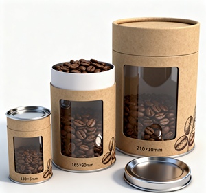 Tube en papier kraft avec valve, emballage cylindrique compatible pour grains de café, parfum personnalisé. - Product Image 6