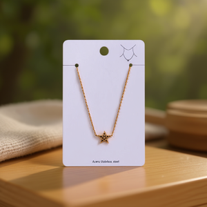 Collar de Acero Inoxidable con Estrella de Cinco Puntas Angelina, Chapado en Oro, Unisex, Casual, para Regalo - Product Image 2