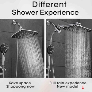 12 Inch Rectangular Rainfall Showerhead with 70" Hose & <b>Bracket</b> Wide <b>Black</b> RainFall Showerhead Adjustable Bathroom Showerhead - Product Image 6
