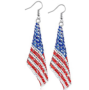 Anting-anting paduan logam berbentuk sayap malaikat bintang lima berhiaskan batu permata imitasi, lucu, untuk Hari Kemerdekaan 4 Juli, Natal, dan pesta liburan. - Product Image 3