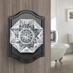 Calzibeno Crystal Door Knob Black Glass Zinc Traditional Design Interior Door <b>Handle</b> with <b>Lock</b> Privacy Function - Product Image 1