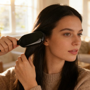 <span class=keywords><strong>Brosse</strong></span> à cheveux professionnelle OEM personnalisée en gros avec picots en acier et coussin d'air, démêlante pour cheveux épais et bouclés - Product Image 3